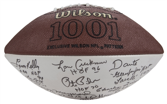 NFL Hall of Famers Signed & Inscribed Wilson Football With 12 Signatures Including Tittle, Groza & Maynard (PSA/DNA)